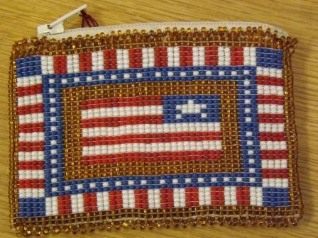 Beaded 2 sided American Flag Coin Purse