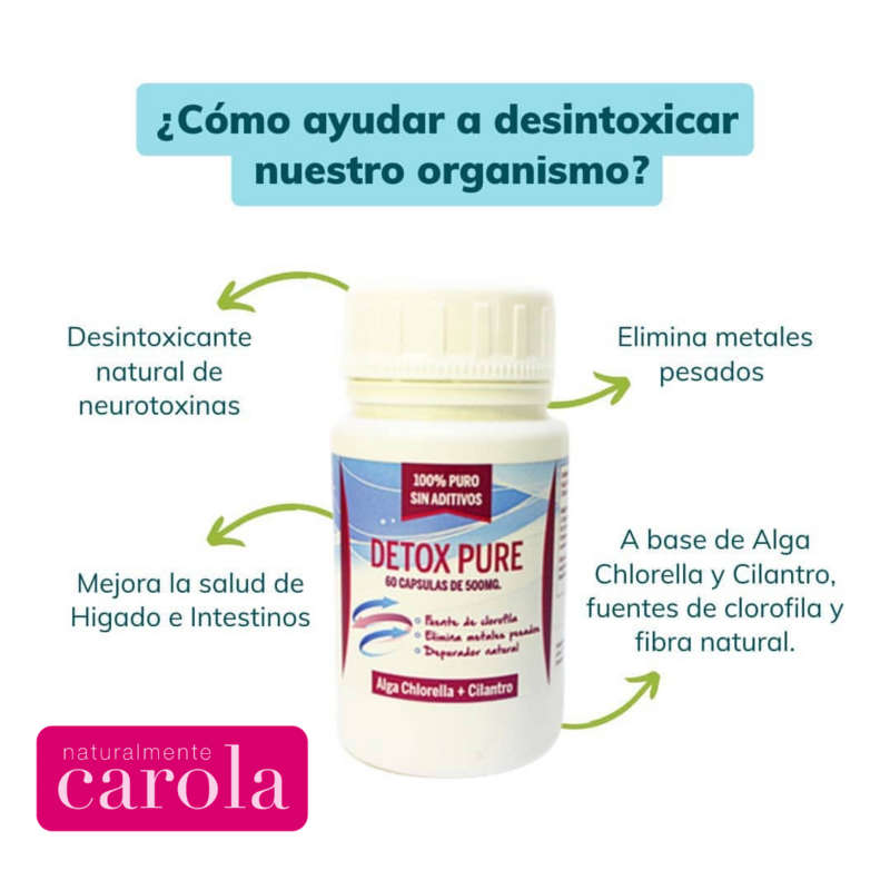 DETOX PURE 500mg. 100% puro sin aditivos. 60Cap.