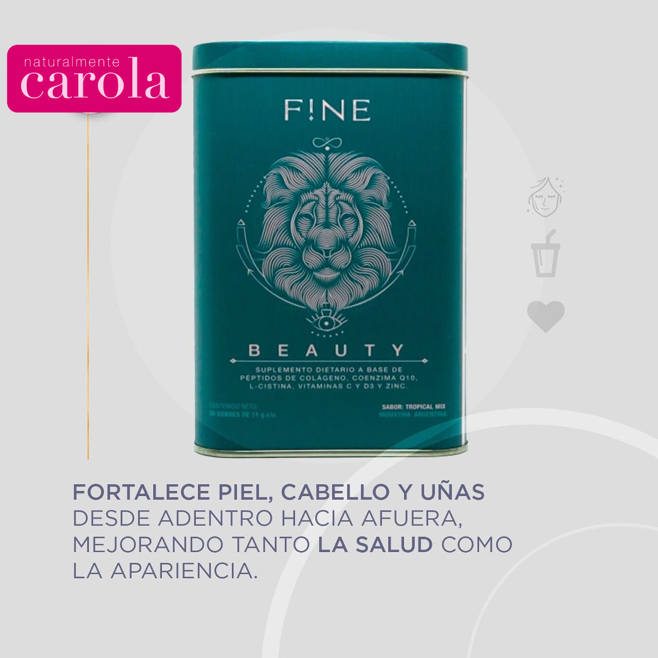COLAGENO HIDROLIZADO FiNE BEAUTY + vitaminas, zinc y coenzima Q10