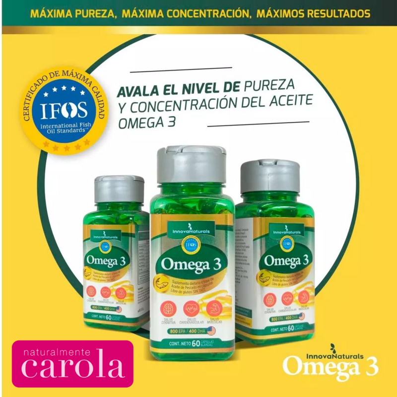 Omega 3 MAX certificación 5 estrellas libre de metales pesados 800EPA/400DHA 60 caps MAX