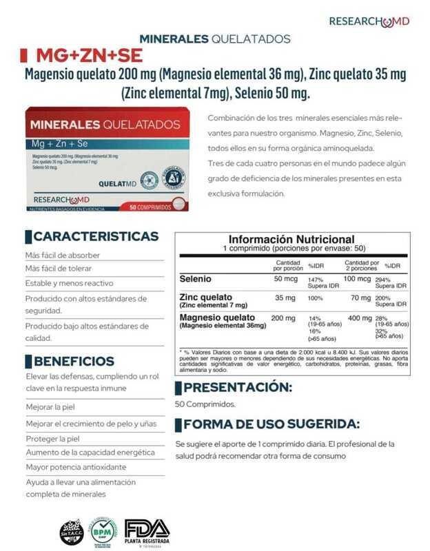 MINERALES QUELATADOS Mg+Zn+Se 50comp