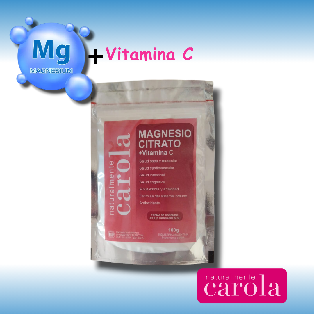 MAGNESIO CITRATO puro polvo 100gr + Vitamina C