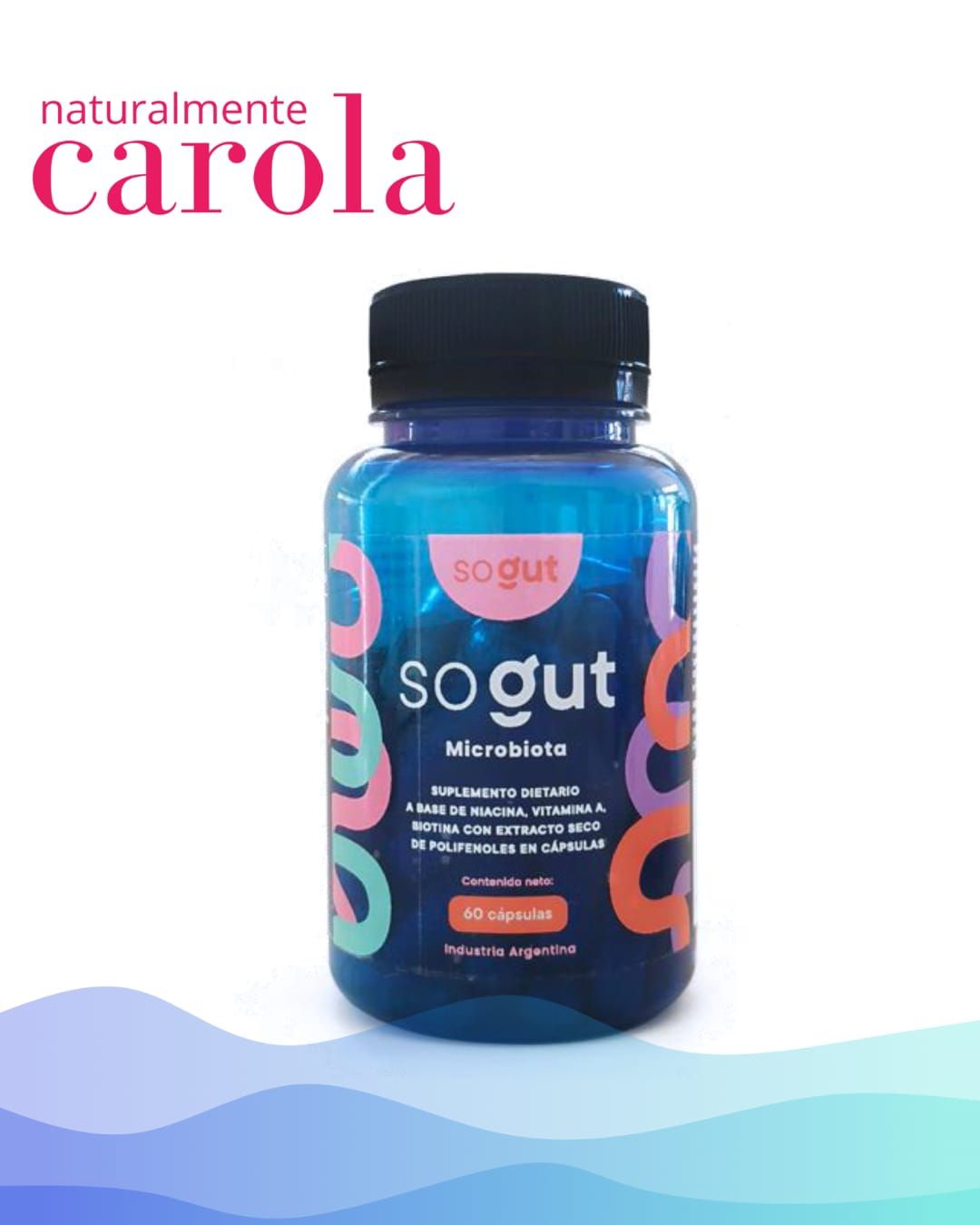 So gut microbiota prebiotico x30 capsulas a base de polifenoles, niacina y vitamina A.