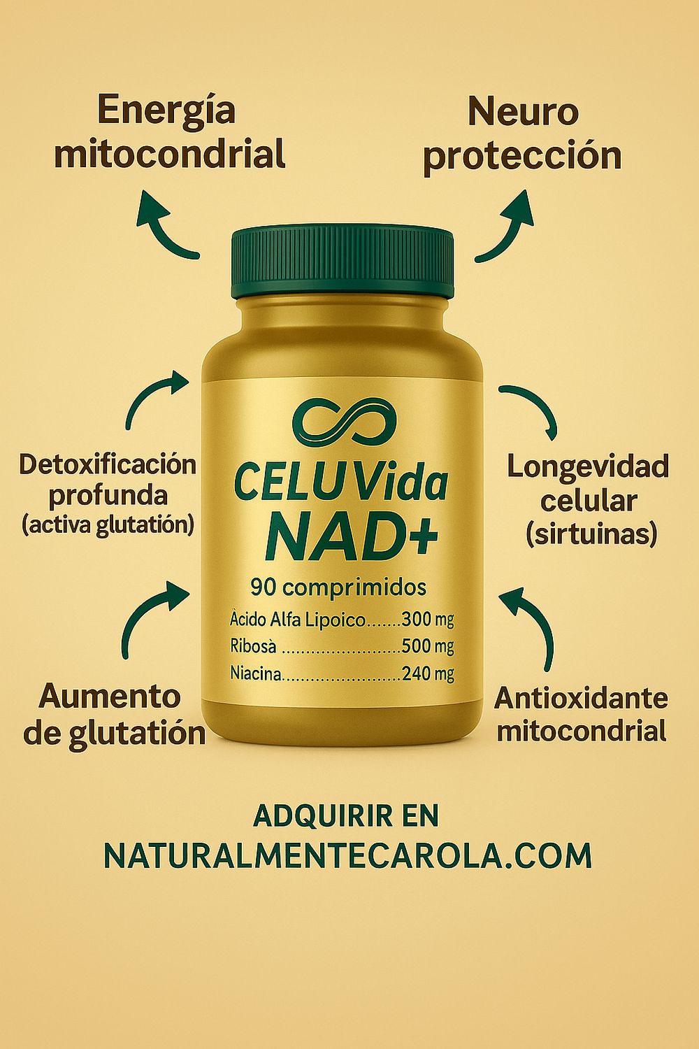 NAD + y ÁCIDO ALFA LIPOICO de NaturalmenteCarola CELUVIDA NAD+