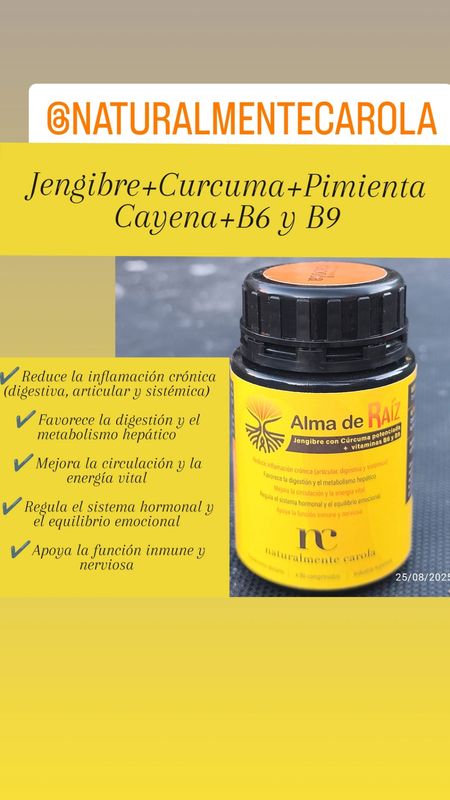 Jengibre con Cúrcuma Activada más complejo B6 y B9