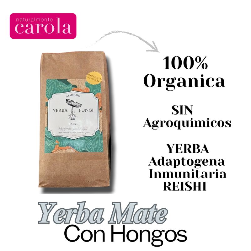 YERBA MATE INMUNITARIA BARBACUA 500gr. Reishi, phellinus y cola de pavo agroecológica