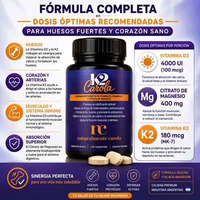 Vitamina K2 D3 CITRATO DE MAGNESIO de NaturalmenteCarola
