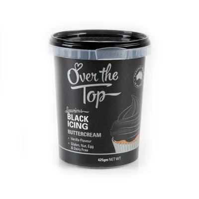 black buttercream icing tub