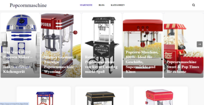 Webprojekt Webseite Homepage Popcornmaschinen