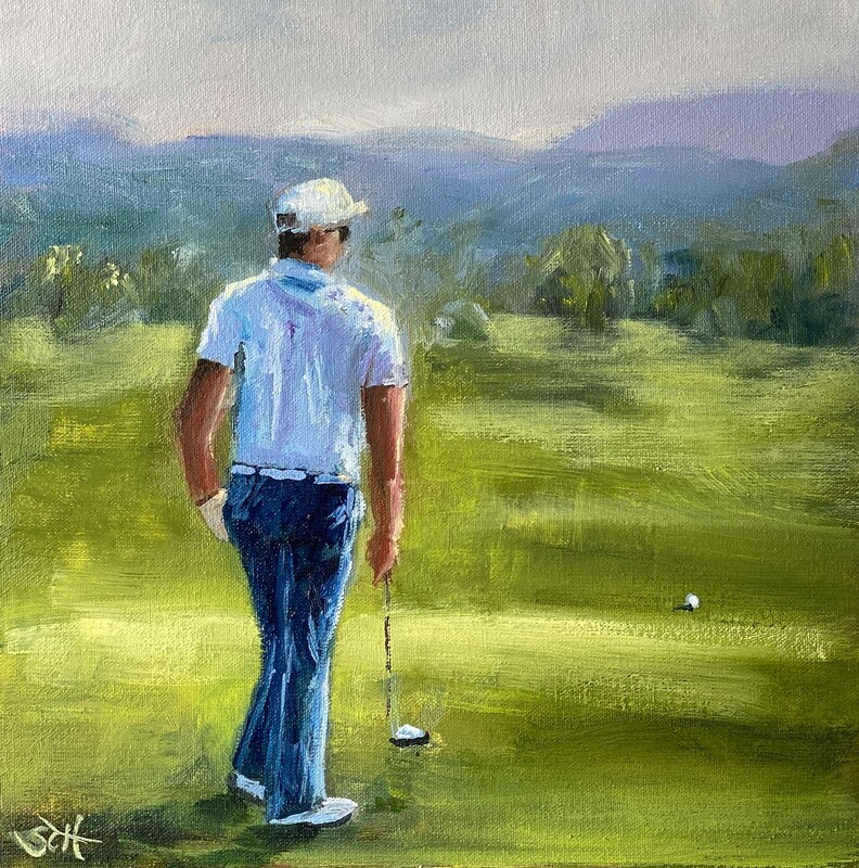 Bild Golfspieler Golfsport Golfer Original 20x20 cm Bild Golfspieler Golfsport Golfer Original 20x20 cm