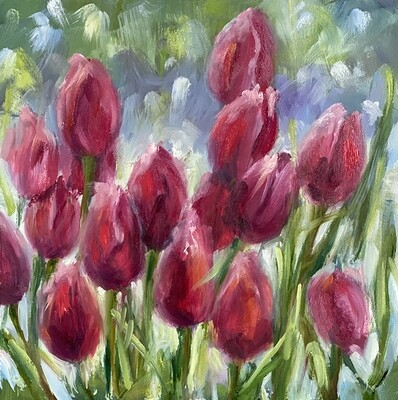 Bild Rote Tulpen Original Blumenbild 20x20 cm