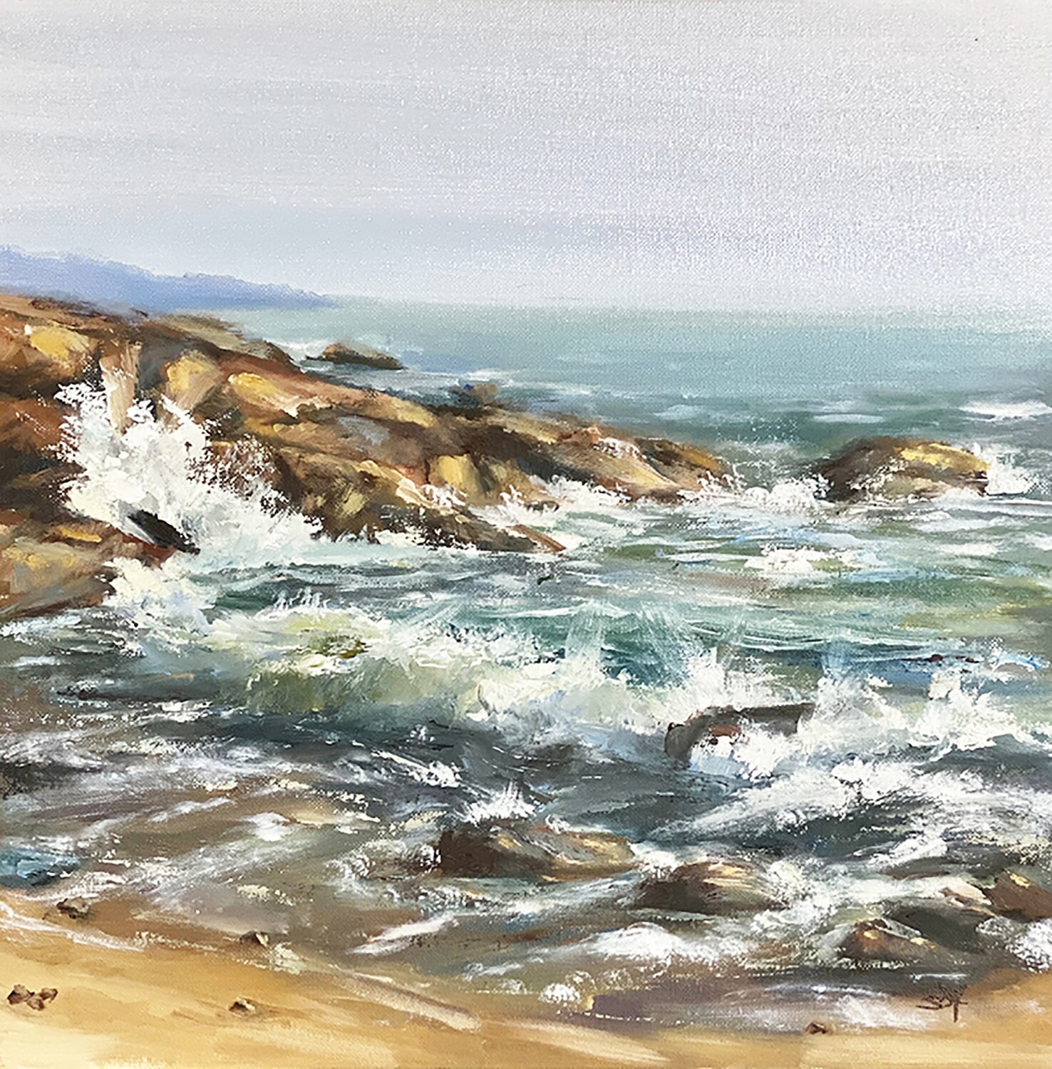 Bild Bretagne Meer mit Brandung Meerbild 30×30 cm