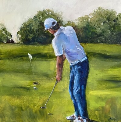 Bild Golfspieler Golfsport Golfer Original 20x20 cm
