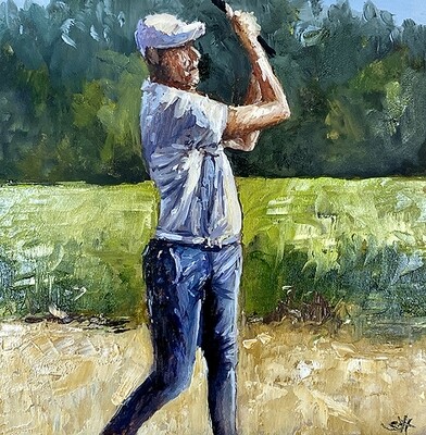 Bild Golfspieler Golfsport Golfer Original 20x20 cm