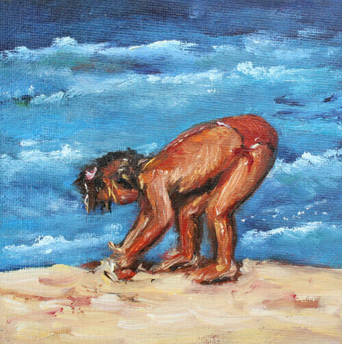 Bild Kind am Strand 15x15 cm Bild Kind am Strand 15x15 cm