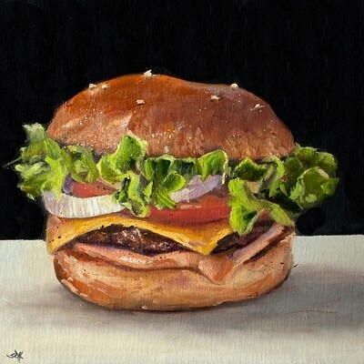 Cheeseburger Original Bild 25x25 cm