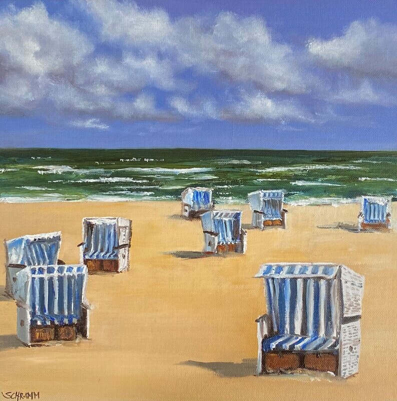 Sylt Strandkörbe I Original Bild 25x25 cm Sylt Strandkörbe I Original Bild 25x25 cm