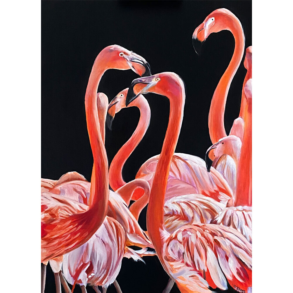 Flamingo Original Gemälde "Oskar the flamingo" Bild 50x70 cm