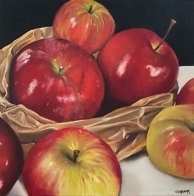 Bild Äpfel in Tüte Original Bild 50x50 cm