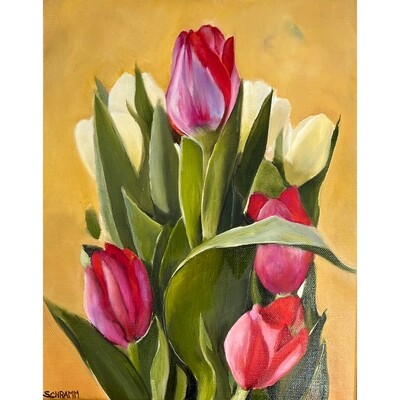 Tulpen Original Gemälde Bild 24x30 cm