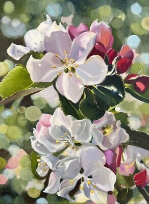 Apfelblüten Original Gemälde Bild 30x40 cm