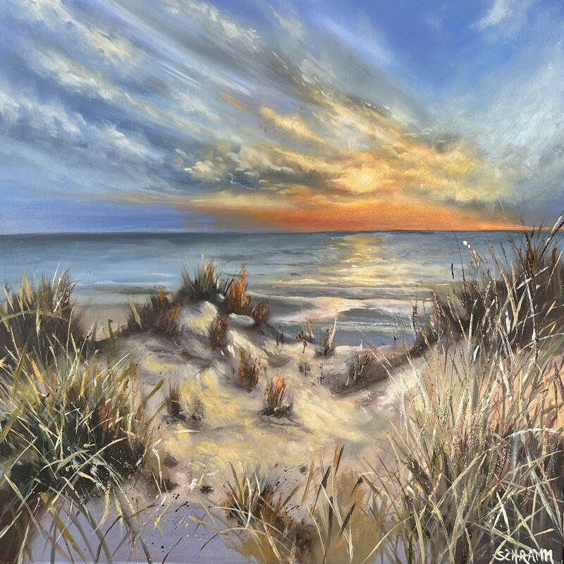 Sylt Dünen bei Sonnenuntergang Original Bild 30x30 cm Sylt Dünen bei Sonnenuntergang Original Bild 30x30 cm