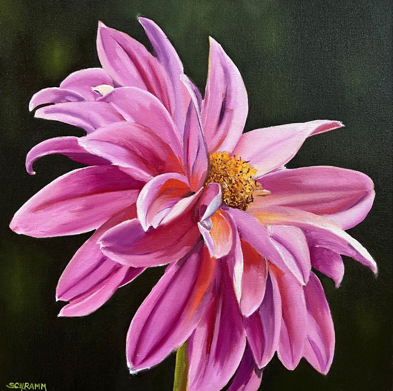 Bild Blüte pink Original im Rahmen Blumenbild 30x30 cm