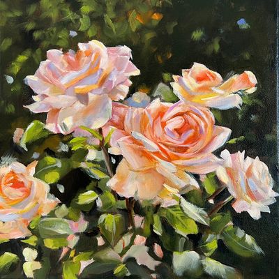 Rosen IV Original Gemälde 30x30 cm