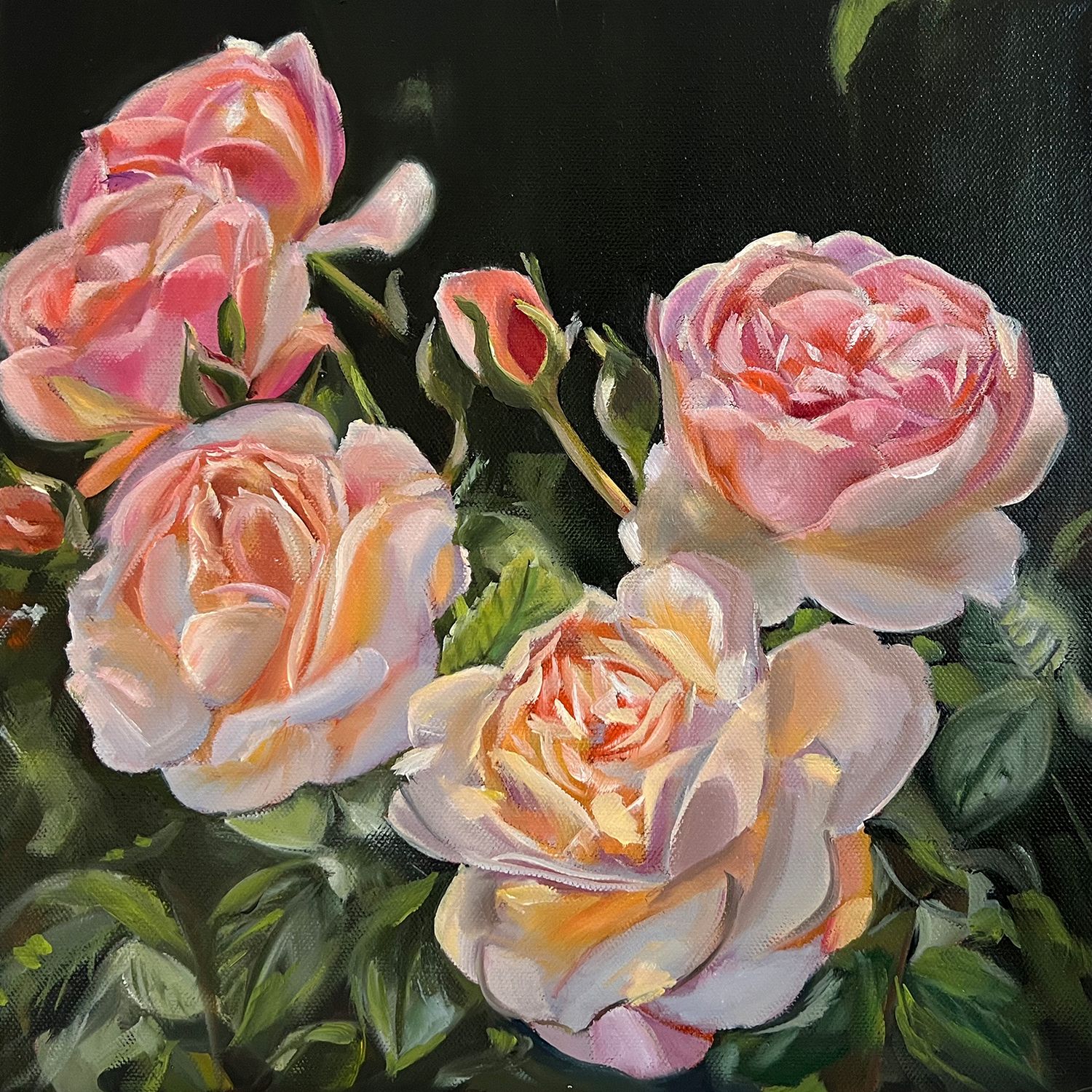 Rosen VI Original Gemälde 30x30 cm