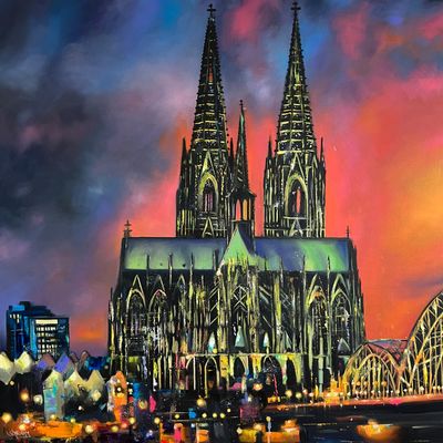 Kölner Dom Original Gemälde 1x1 m