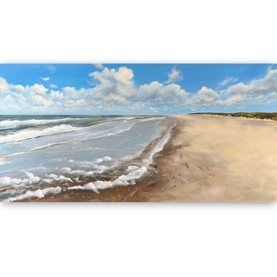 Sylt Sylt "Strand" Original im Rahmen Bild 60x30 cm