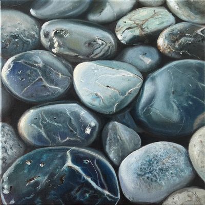 Steine "Stones VI" Original Stillleben Gemälde 36x36 cm