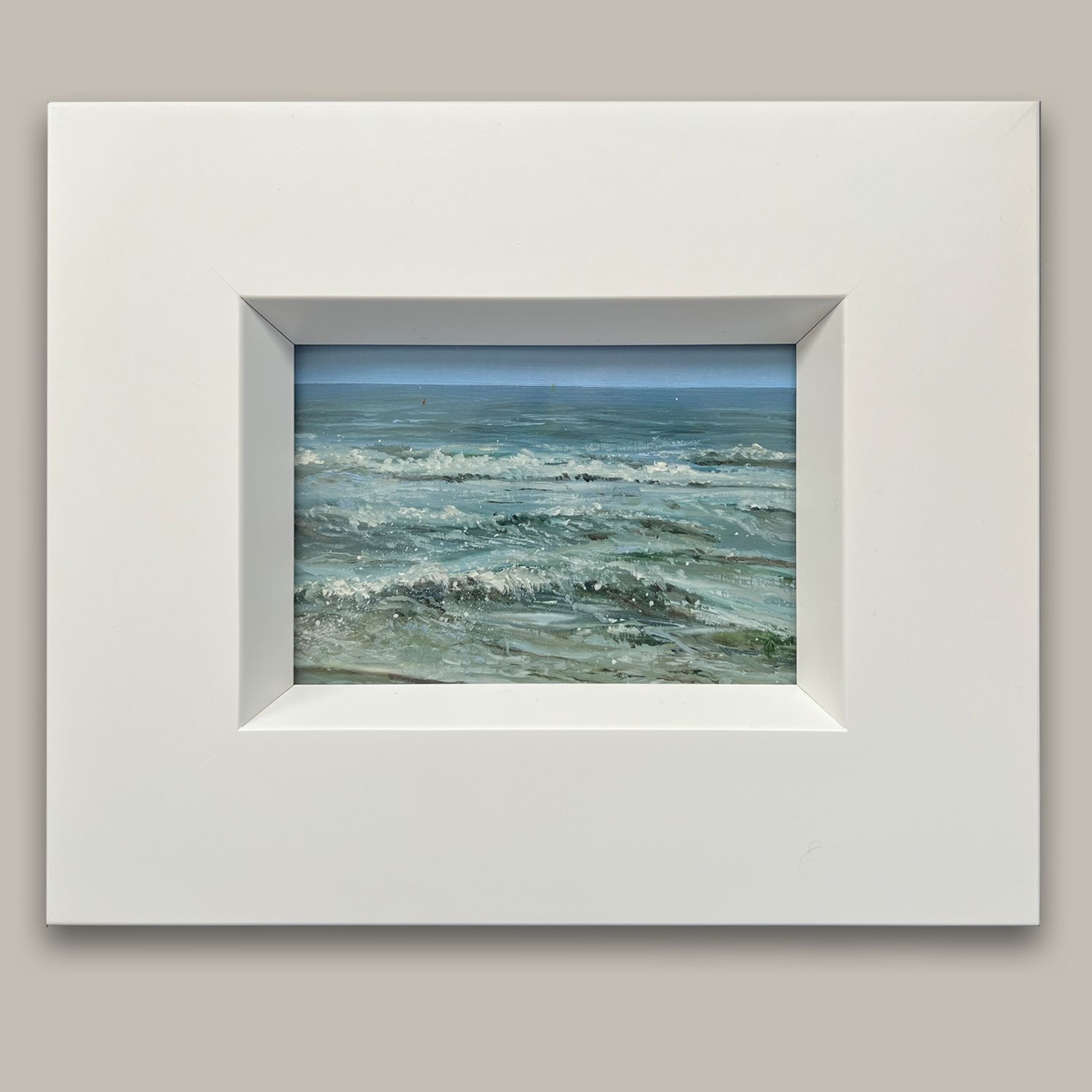 Nordsee Wellen Original Meer Gemälde im Holzrahmen 28 x 23 cm