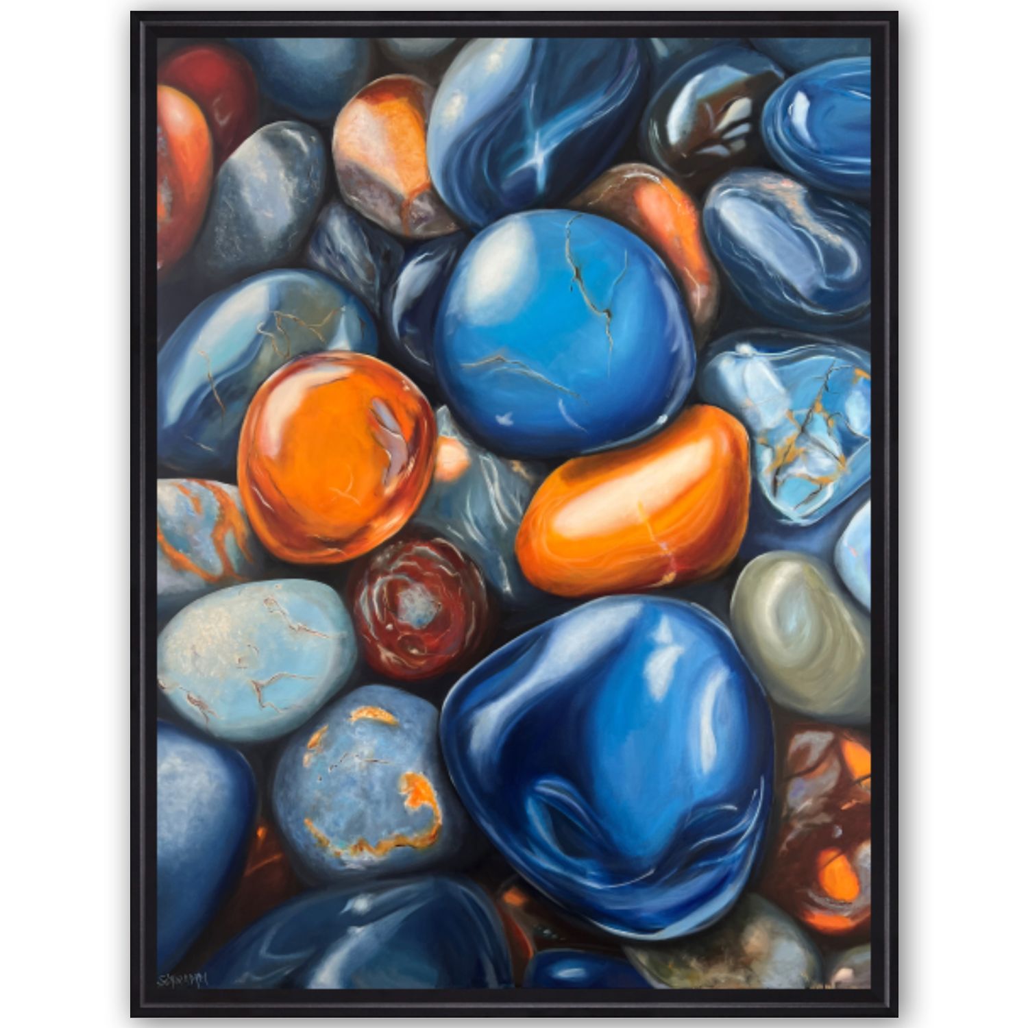 Steine "Stones VIII" Original im hochwertigen Rahmen Stillleben Gemälde 100x130 cm