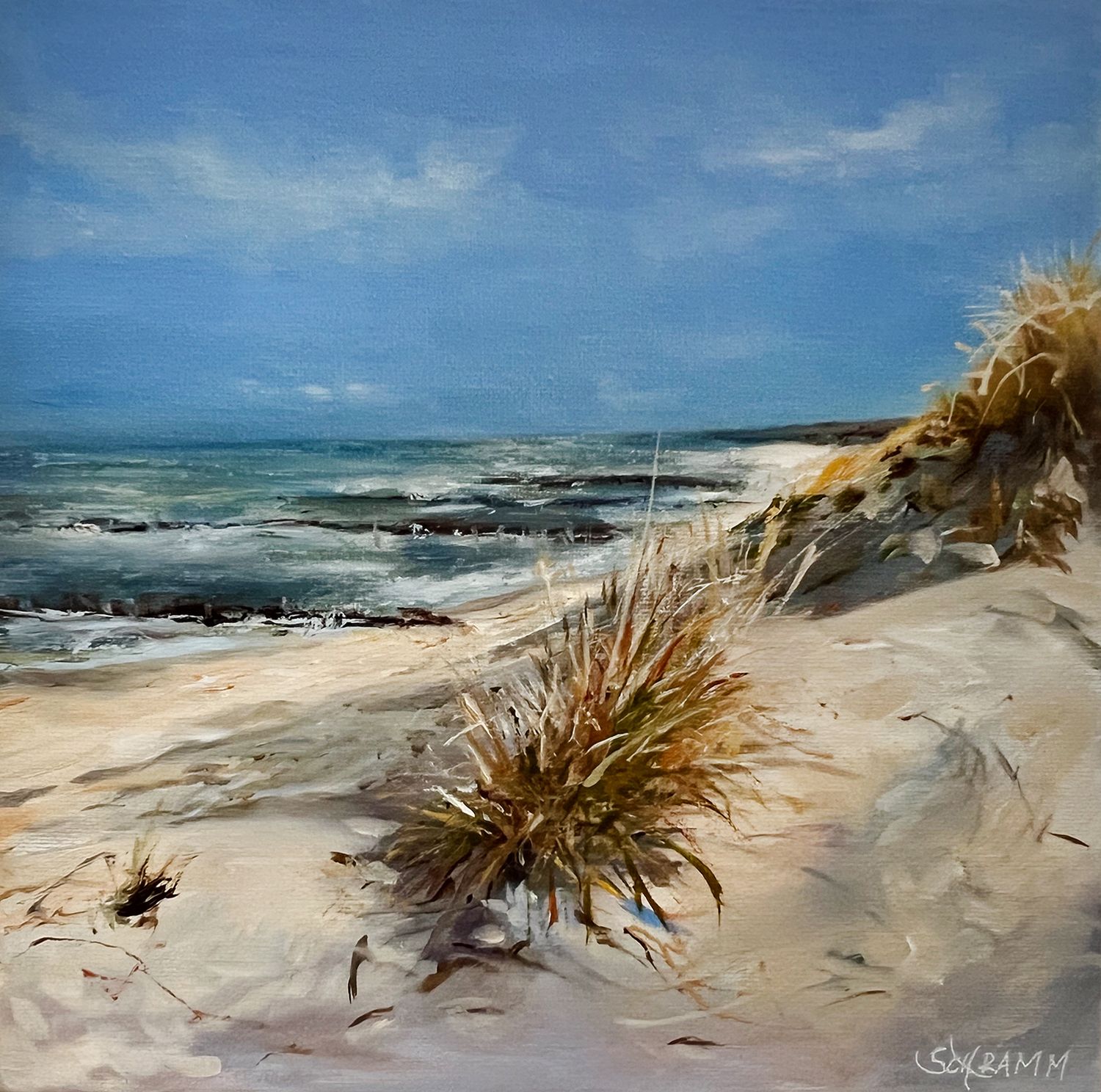 Sylt Dünen & Meer Original Gemälde 25x25 cm