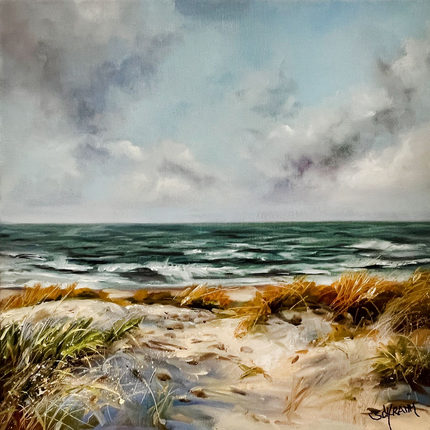 Sylt Dünen & Meer Original Gemälde 25x25 cm