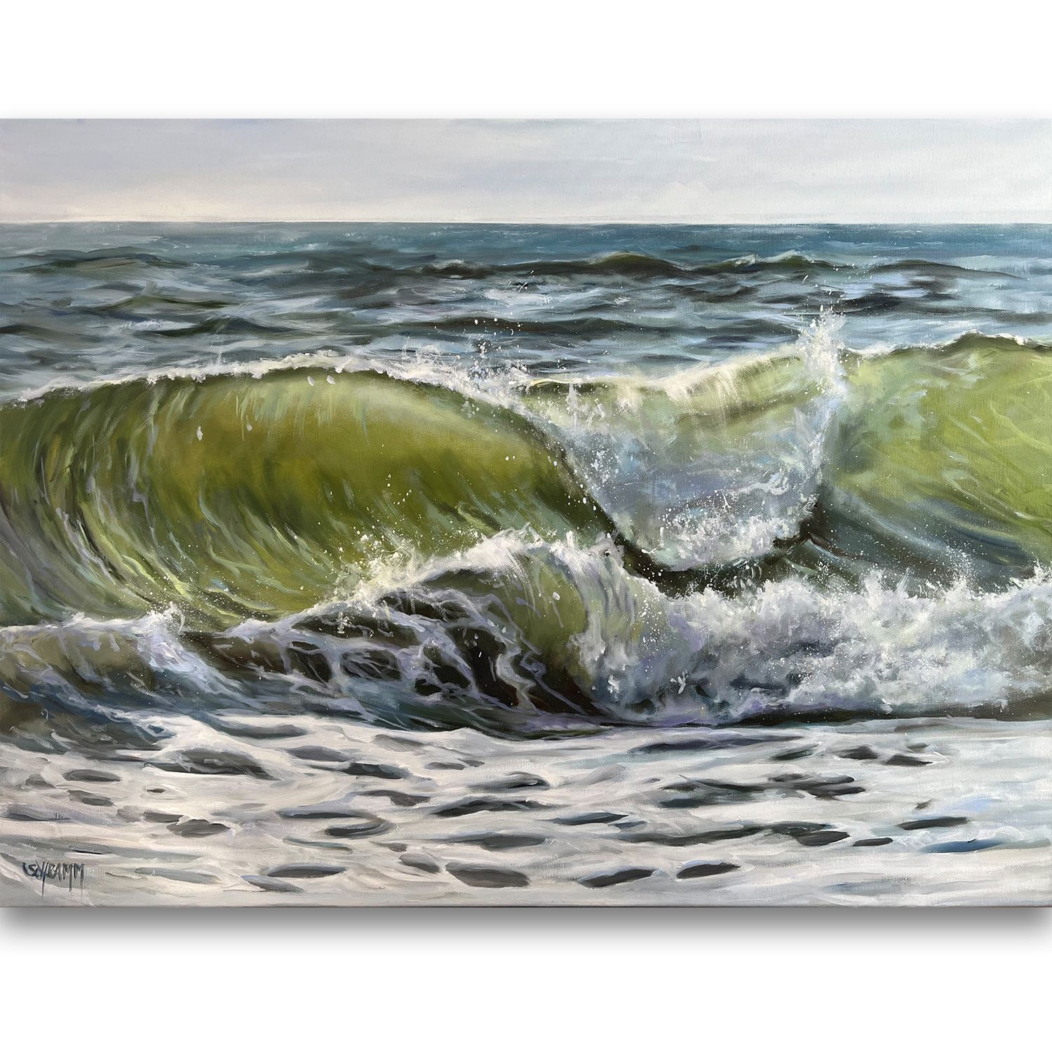 Meerbild "Welle des Glücks" im Rahmen Original Gemälde 90x60 cm