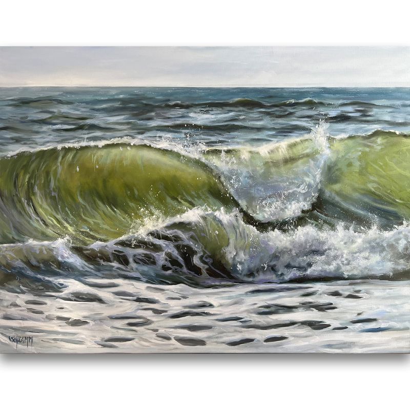 Meerbild Meerbild "Welle des Glücks" im Rahmen Original Gemälde 90x60 cm