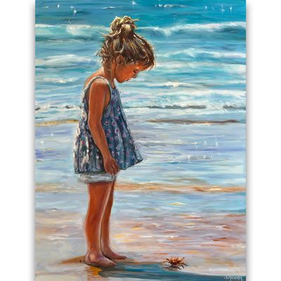 Mädchen am Strand - Meerbild Mädchen am Strand - Meerbild "Die Entdeckung" Original Gemälde 60x80 cm