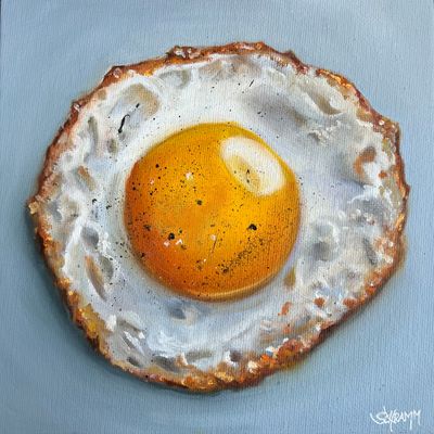 Spiegelei Spiegelei "Sunny Side Up I" Original Bild Gemälde 20x20 cm