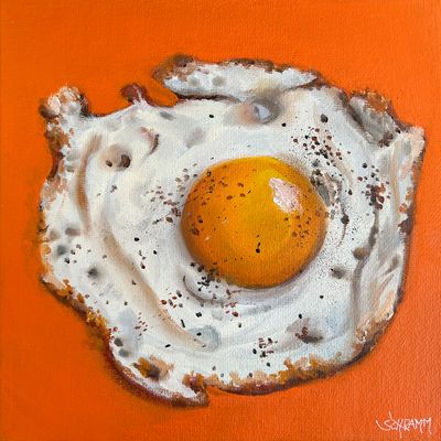 Spiegelei Spiegelei "Sunny Side Up III" Original Bild Gemälde 20x20 cm