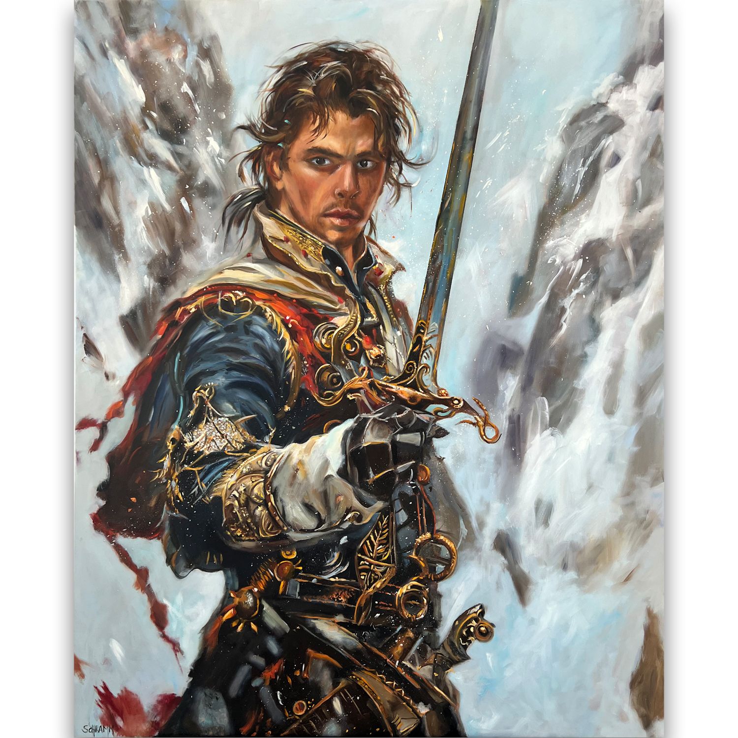 Page der Schwerter - Tarot Bild  Original Gemälde 80x100 cm
