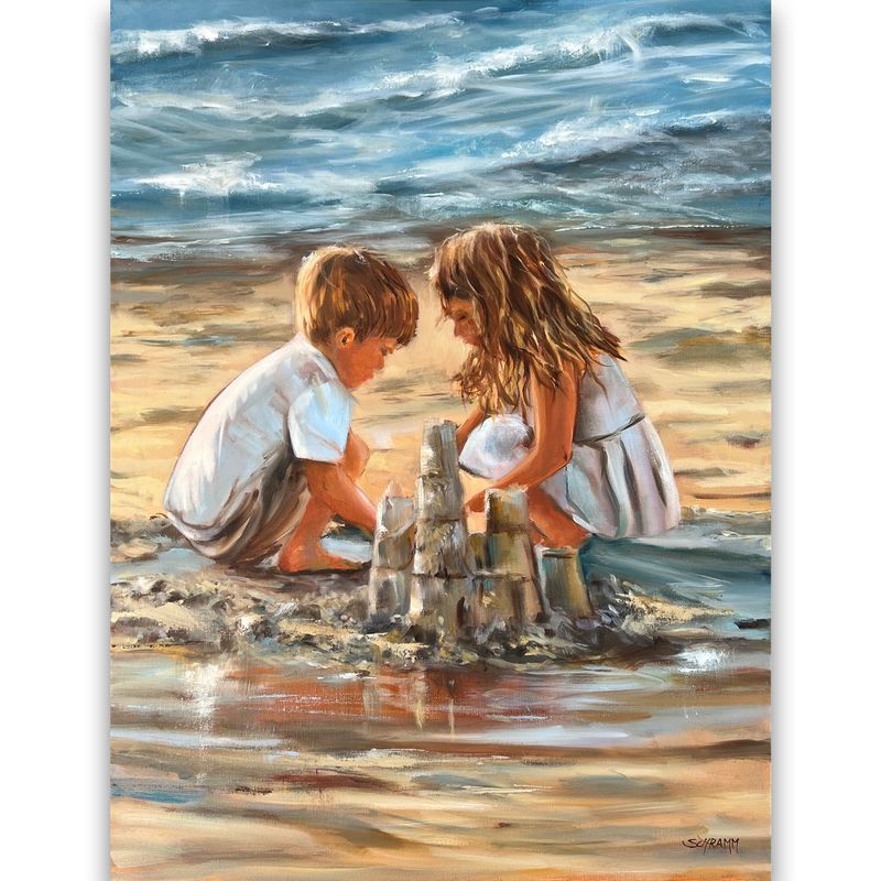 Kinder am Meer - Meerbild Kinder am Meer - Meerbild "Königreich im Sand" Original Gemälde 60x80 cm