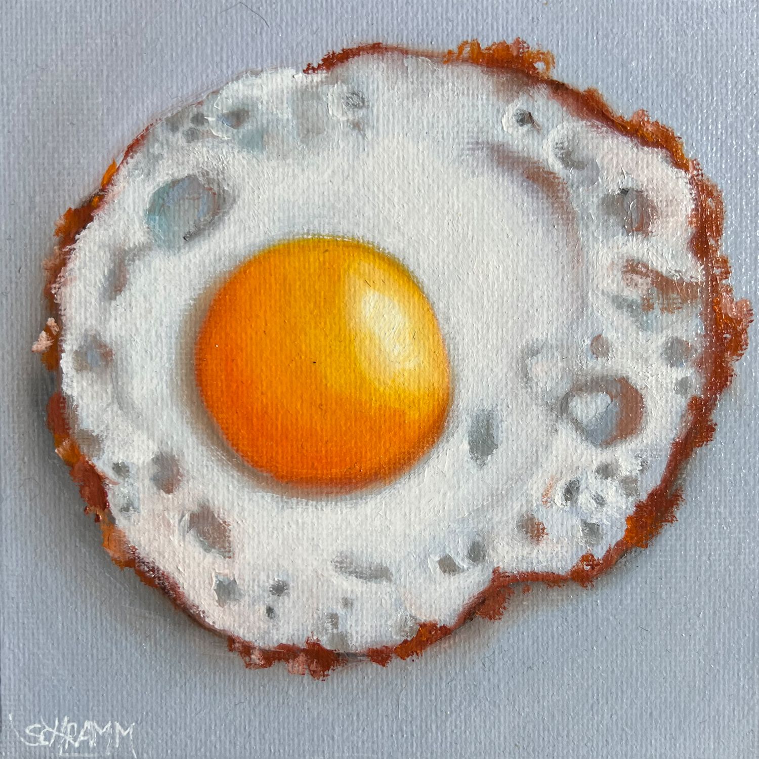 Spiegelei "Sunny Side Up IV" Original Bild Gemälde 15x15 cm