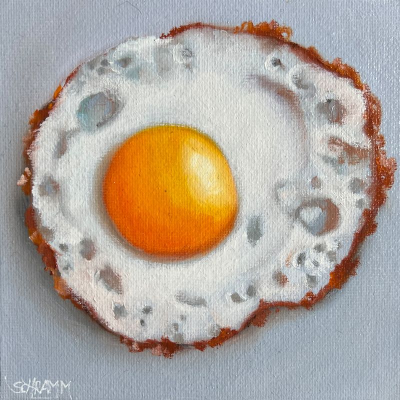 Spiegelei Spiegelei "Sunny Side Up IV" Original Bild Gemälde 15x15 cm