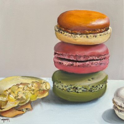 Macarons Original Stillleben Gemälde 36x36 cm