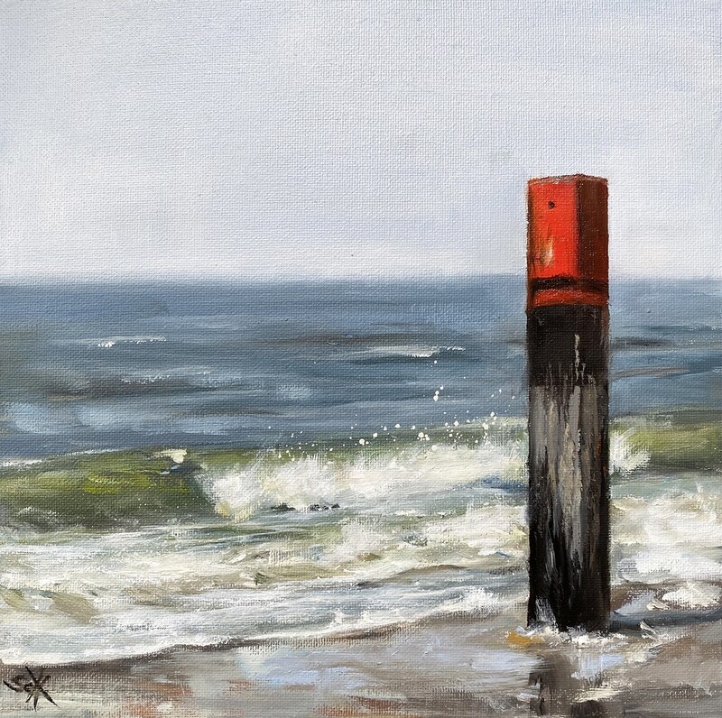 Texel Strandpaal Meerbild Bild 25x25 cm