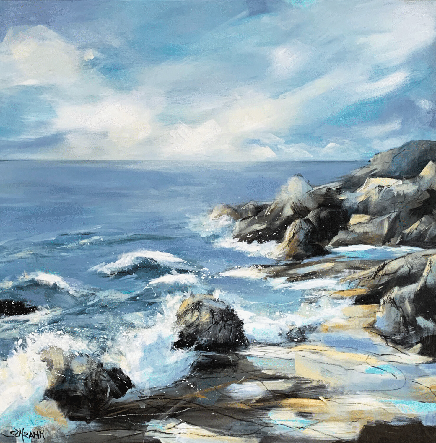 Meerbild Bild Meer 70×70 cm mit Kunstharzveredelung