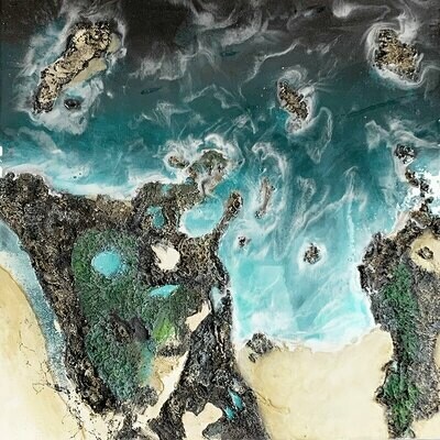Bild Meer 70×70 cm mit Kunstharzveredelung und Struktur Bild Meer 70×70 cm mit Kunstharzveredelung und Struktur