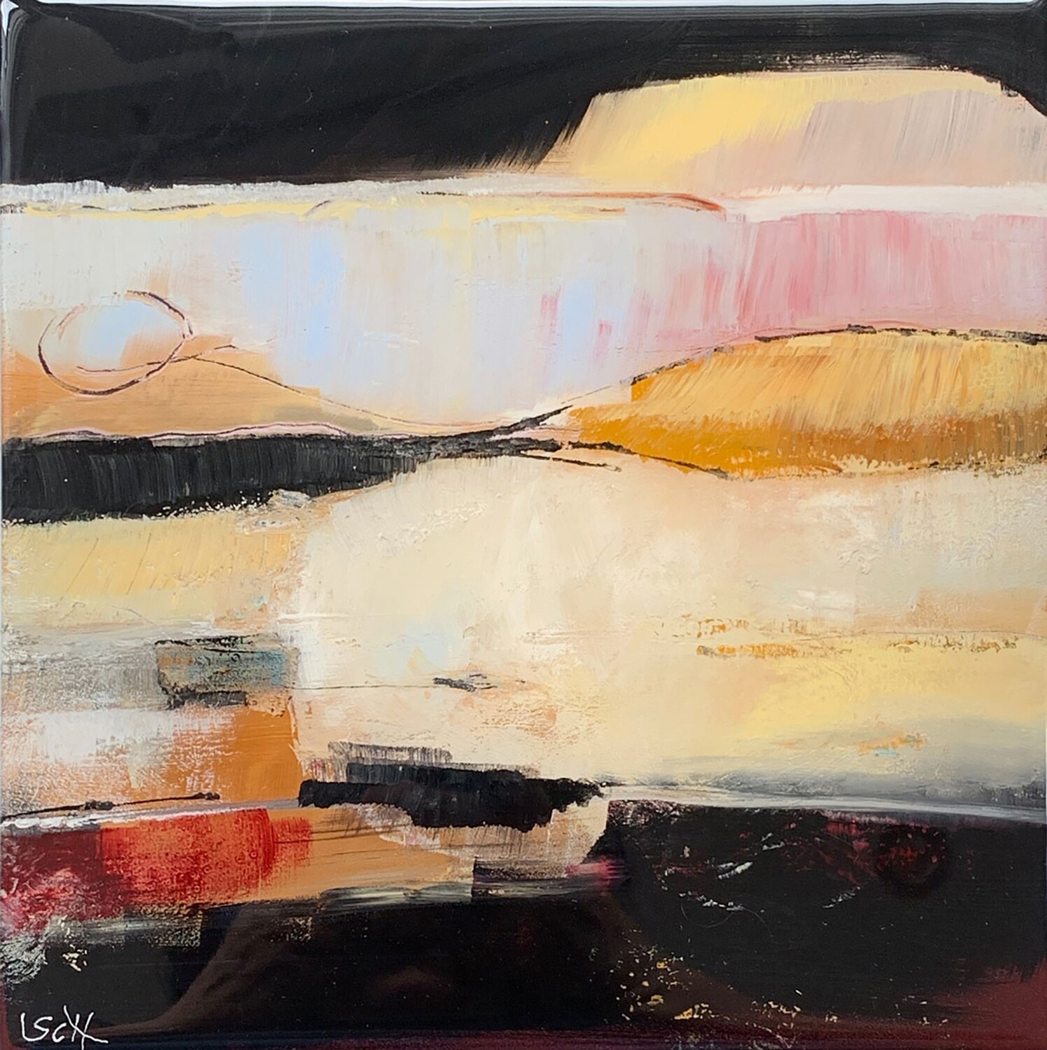 Bild abstrakt 25x25 cm mit Kunstharzveredelung